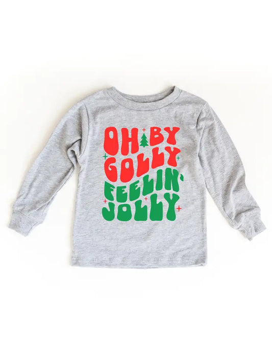 Oh By Golly Feelin' Jolly Long Sleeve Christmas Graphic T-Shirt