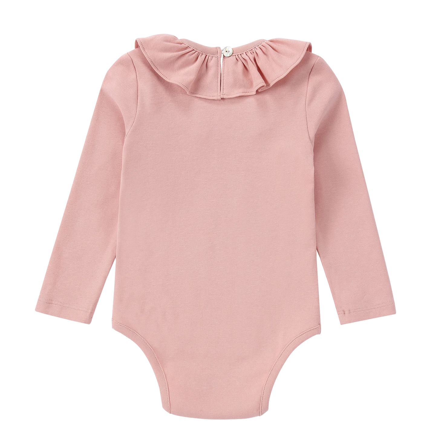 Olivia Organic Ruffle Neckline Pink LS Bodysuit