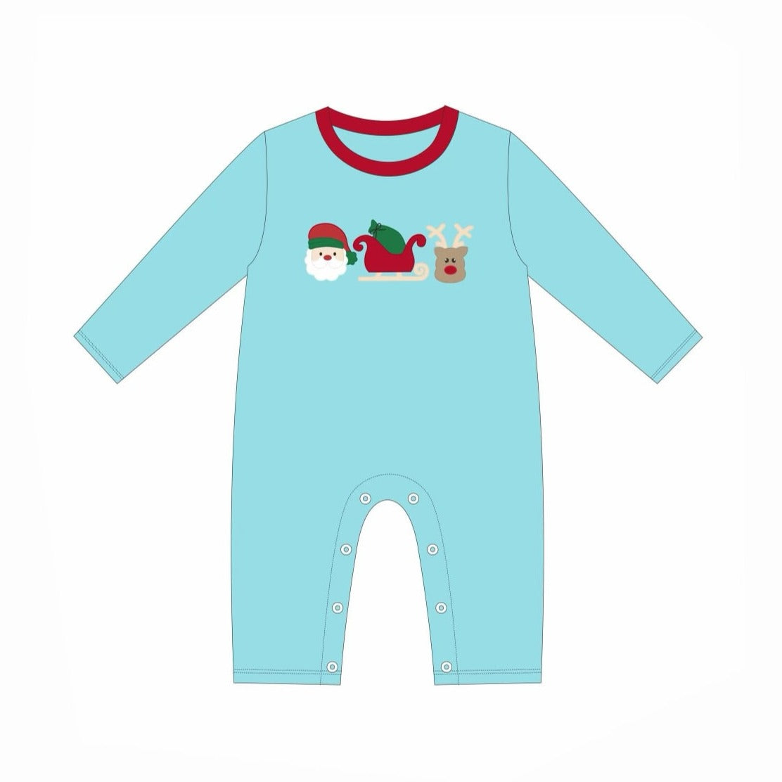 Henry Holiday Trio Long Sleeve Romper Jellybean by Smock Candy