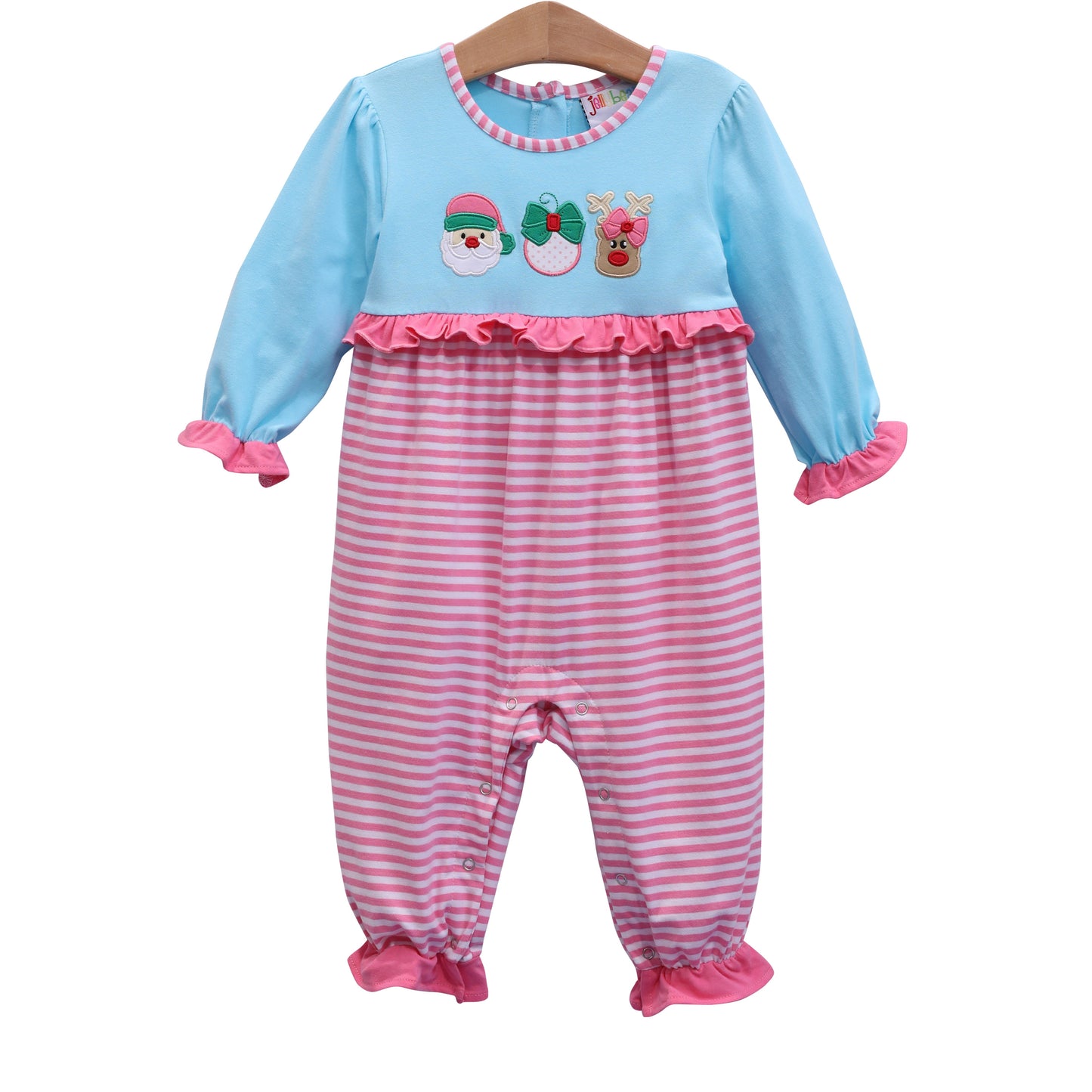 Hallie Holiday Trio Ruffle Romper Jellybean by Smock Candy