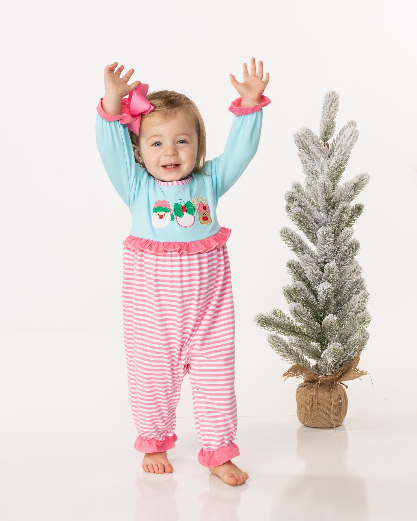 Hallie Holiday Trio Ruffle Romper Jellybean by Smock Candy