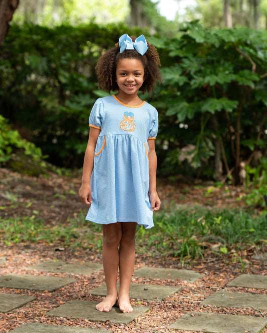 Maggie Pumpkin Stack Pocket Dress by Jellybean Smock Candy