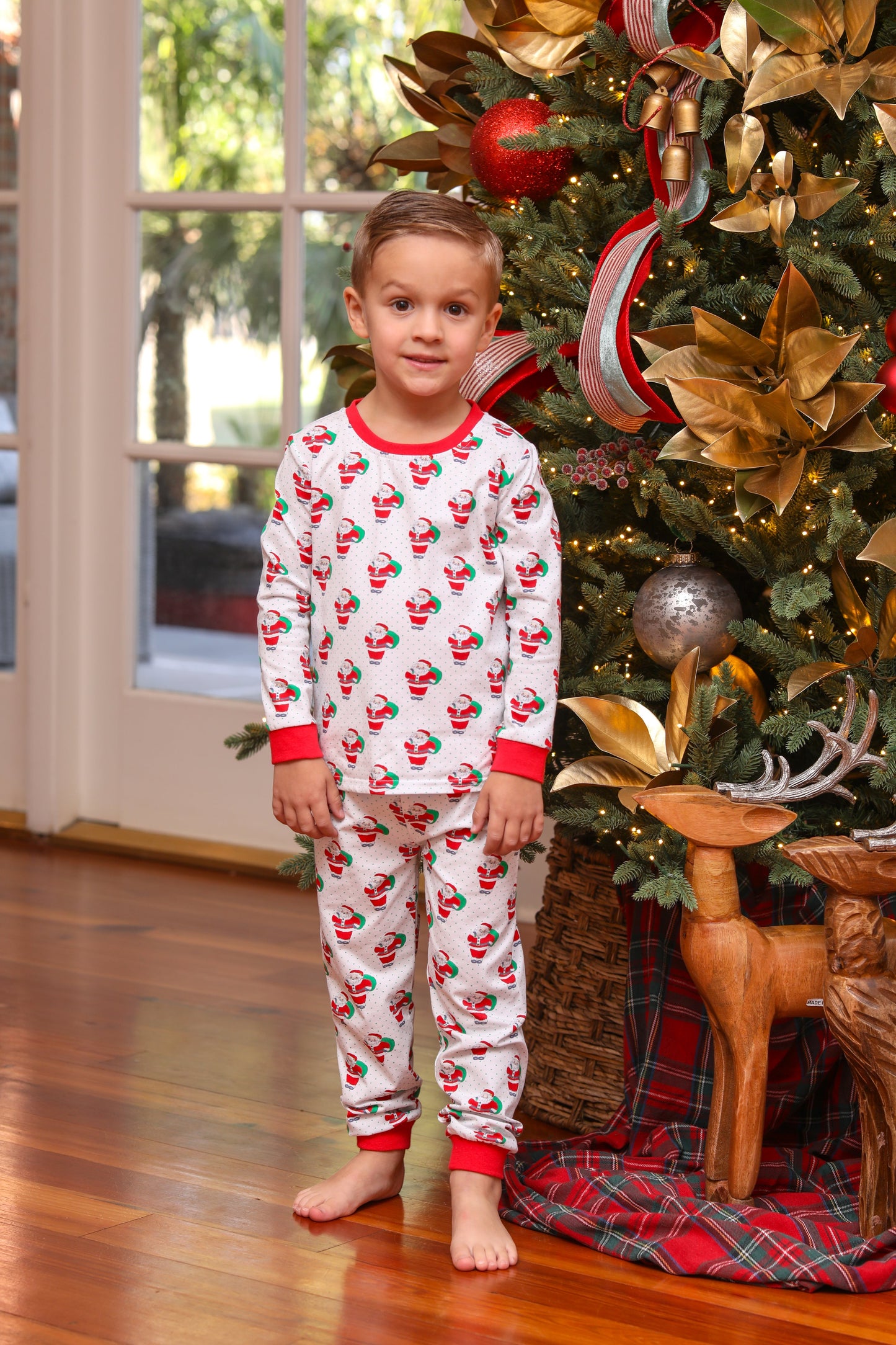 Addison Santa Print Christmas Pajamas for Boys and Girls - Jellybean by Smock Candy
