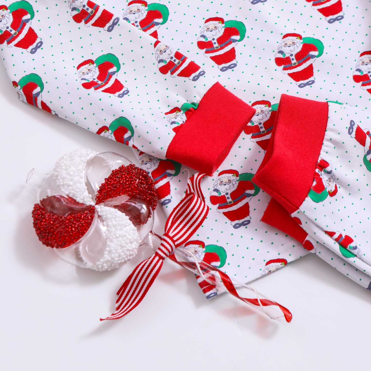 Abigail Santa Print Christmas Pajamas for Girls - Jellybean by Smock Candy