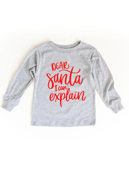 Dear Santa I Can Explain Long Sleeve Christmas Graphic T-Shirt