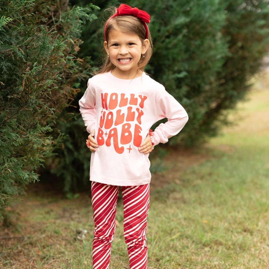 Holly Jolly Babe Long Sleeve Christmas Graphic T Shirt