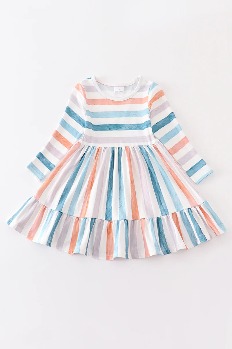Lola Girls Stripe Print Ruffle Dress