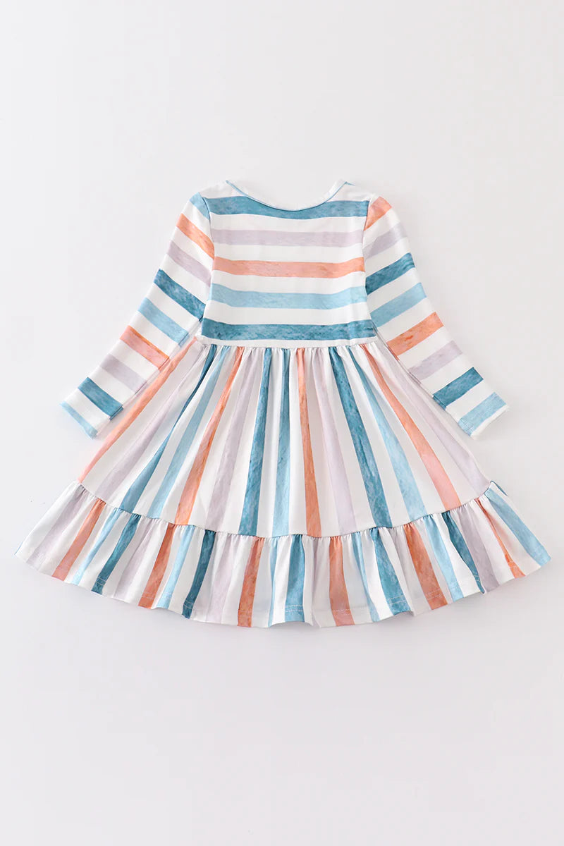 Lola Girls Stripe Print Ruffle Dress