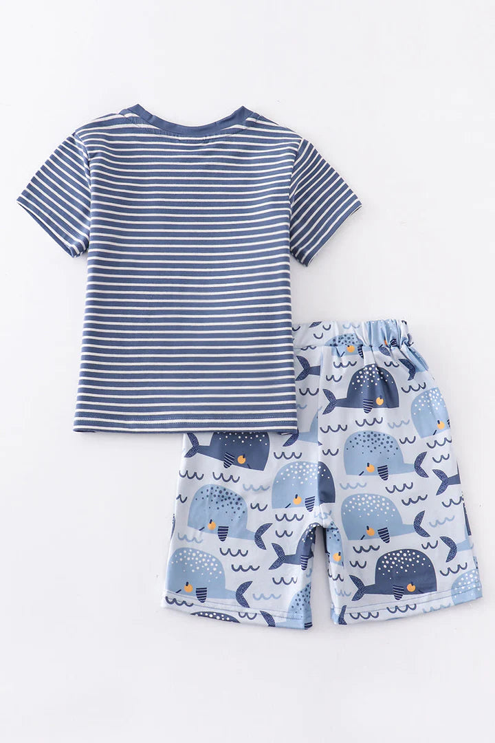 Nash Navy Striped Whale Set for Boys