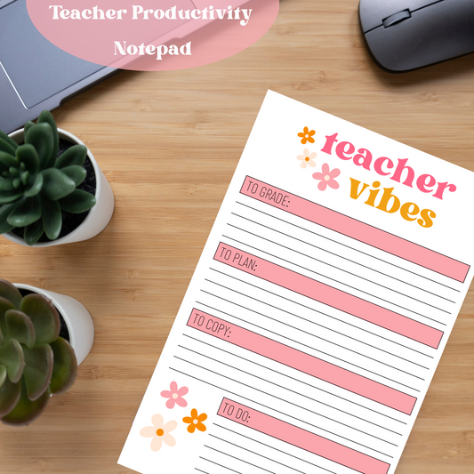 Teacher Vibes Notepad Teacher Appreciation Gift Teacher Productivity Notepad To Do List for Teachers