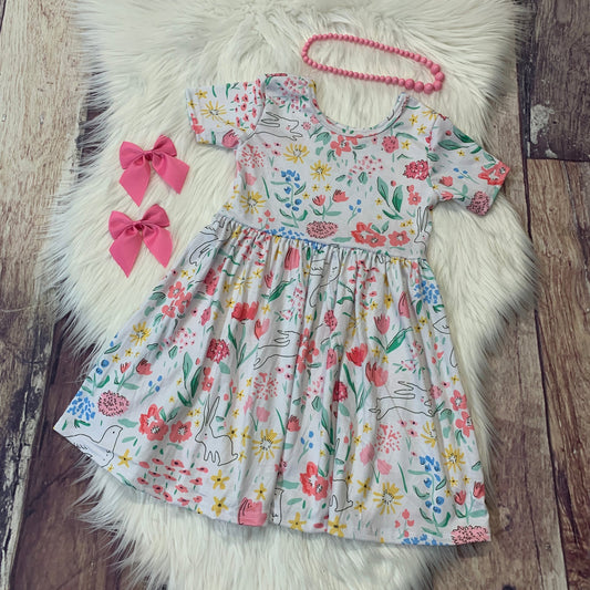 Stella Bean Clothing Company Floral Bunny Mid-Twirl Dress
