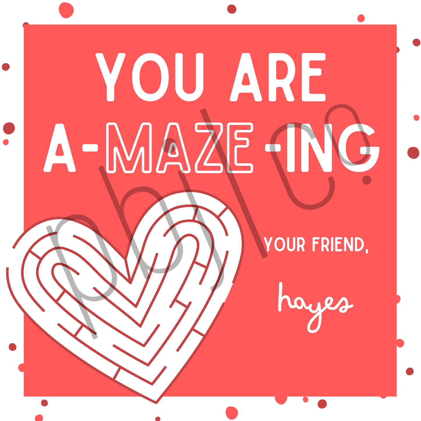 PRINTED Kids Customized Maze Valentine's Day Set of 24 Cards Favors Boy Girl Valentines Gift Tag With Envelopes Classroom Daycare Preschool Teacher