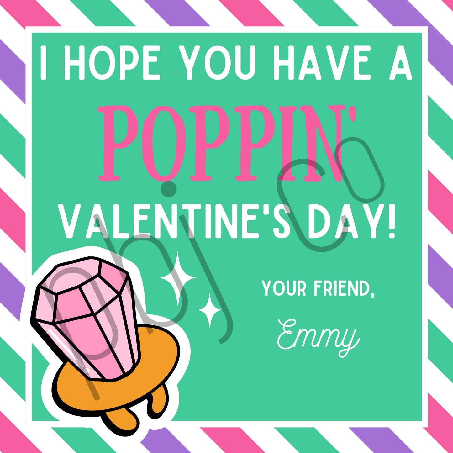 EDITABLE Kids Customized Poppin' Valentine's Day Cards Favors Boy Girl Valentines Gift Tag Classroom Daycare Teacher