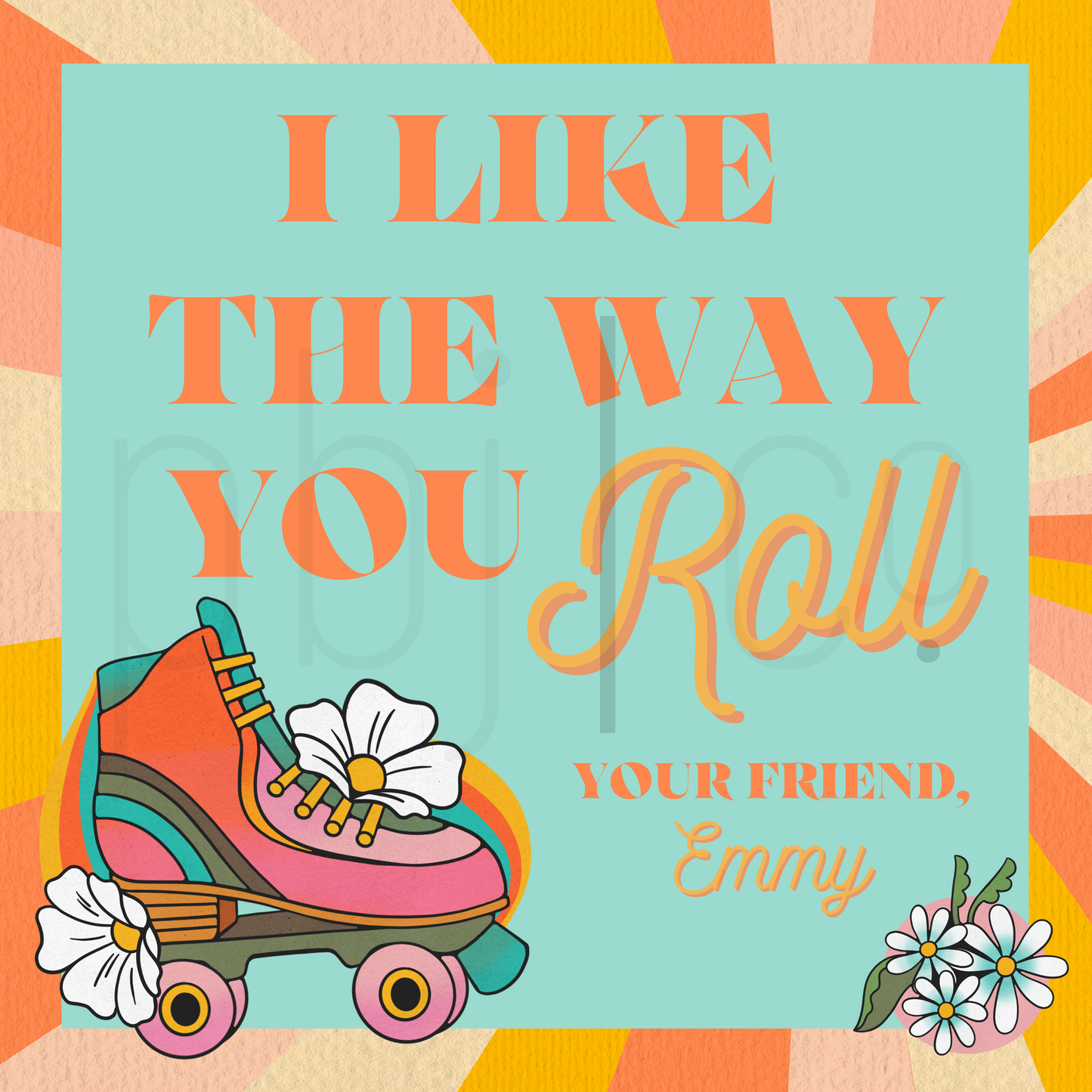 PRINTED Kids Customized Groovy Roller Skate Valentine's Day 24 Cards Favors Boy Girl Gift Tag With Envelopes Class Daycare Preschool Teacher