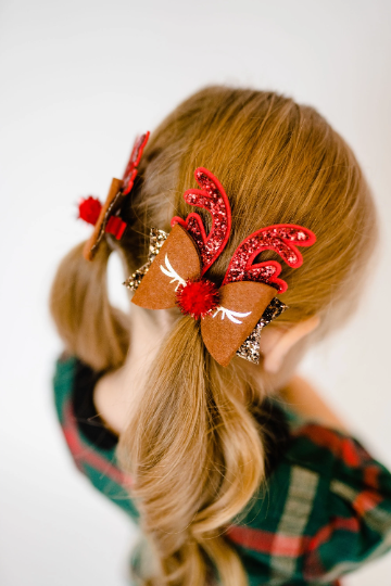 Holiday Faux Leather Glitter Bows