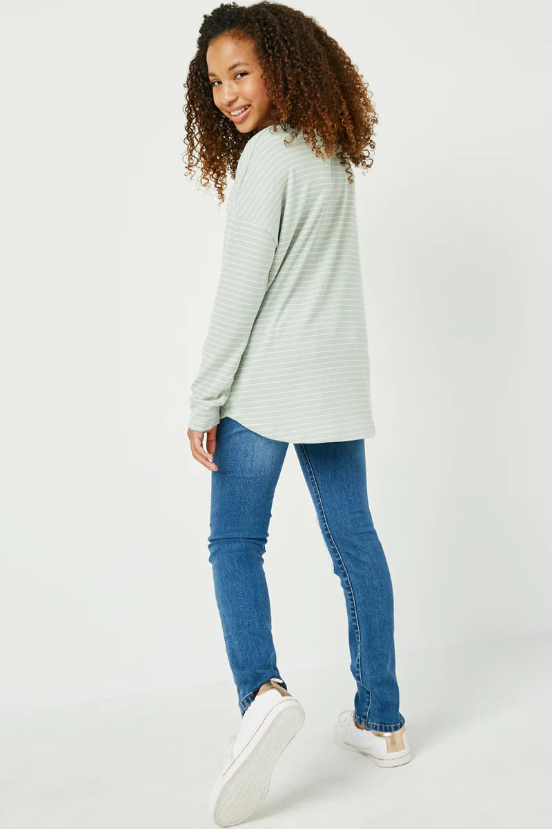 Naomi Long Sleeved Striped Knit Top