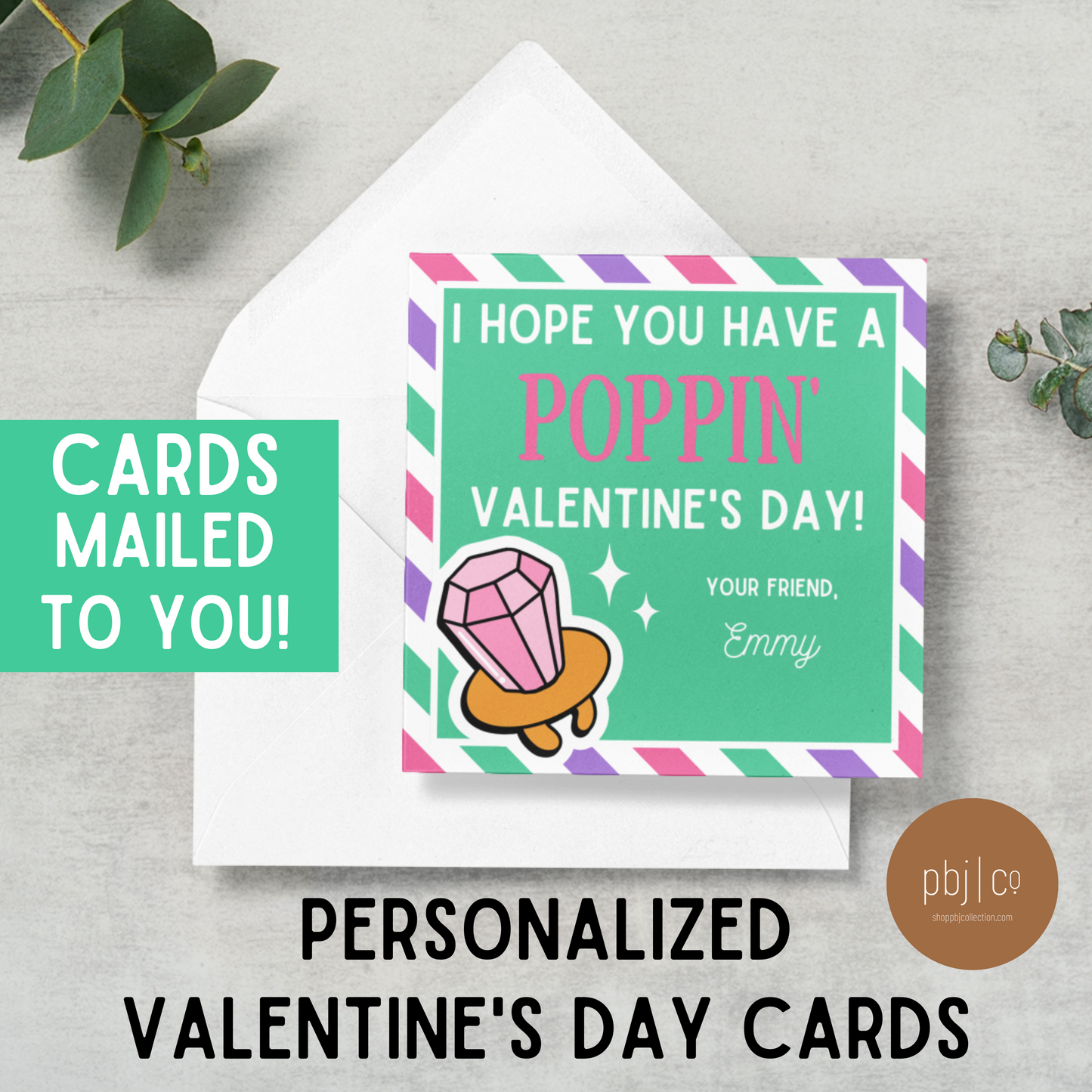 PRINTED Kids Customized Poppin' Valentine's Day Set of 24 Cards Favors Boy Girl Valentines Gift Tag With Envelopes Classroom Daycare Teacher