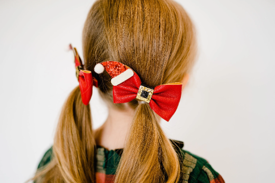 Holiday Faux Leather Glitter Bows