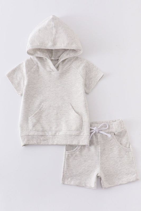 Grady Hooded Grey Cotton Set with Pocket